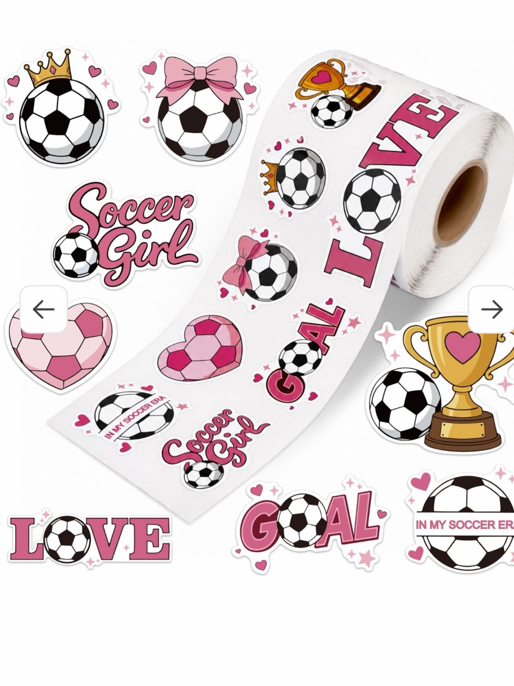 1000 Pink Soccer Stickers